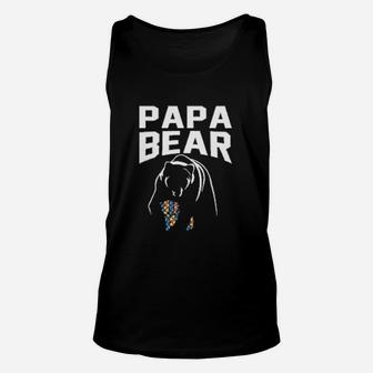 Papa Bear Father Colorful Puzzle Unisex Tank Top - Seseable