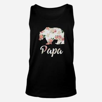 Papa Bear Floral Family Christmas Matching Gift Unisex Tank Top - Seseable