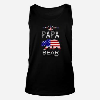 Papa Bear Patriotic Flag Matching Family 4th Of July Gift Premium Unisex Tank Top - Seseable