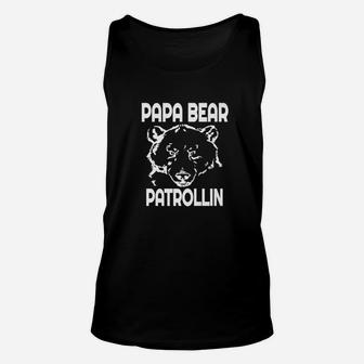 Papa Bear Patrollin Funny Police Dad Grandpa Son Unisex Tank Top - Seseable