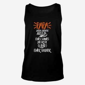 Papa-Held und Tochter-Liebe Schwarzes Unisex TankTop, Vatertag Design - Seseable