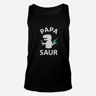Papa Saur Trex Dad And Baby Saur Daddy And Me Unisex Tank Top - Seseable