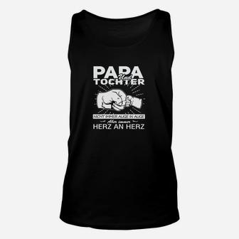 Papa und Tochter Herz an Herz Unisex TankTop, Schwarz mit Aufdruck - Seseable