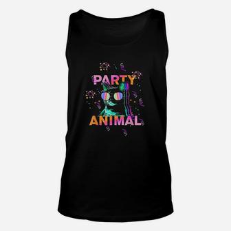 Party Cat Party Animal Colorful Graphic Unisex Tank Top - Seseable