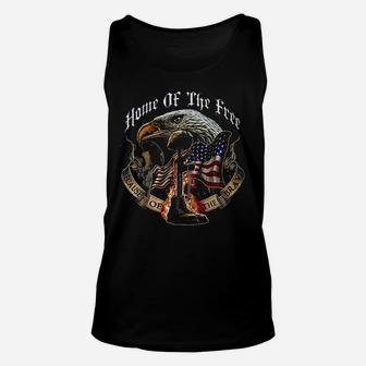 Patriotic Home Of The Free American Flag Marine Corps Us Army Air Force Us Navy Military Unisex Tank Top - Seseable