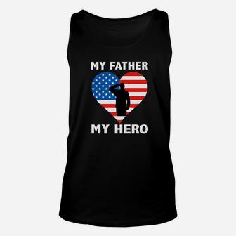 Patriotic My Father My Hero Veterans Memorial Day Premium Unisex Tank Top - Seseable