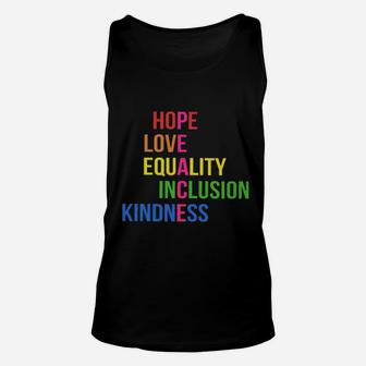 Peace Lgbtq Euqality Hope Love Inclusion Kindness Unisex Tank Top | Seseable UK