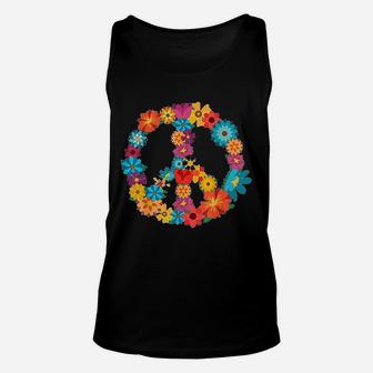 Peace Love 60s 70s Hippie Costume Colorful Flowers Unisex Tank Top - Seseable