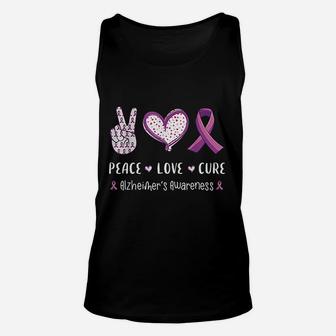 Peace Love Cure Alzheimers Awareness Men Women Kids Unisex Tank Top - Seseable