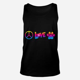 Peace Love Dogs Hippie Style Retro Colorful Dog Lover Gift Unisex Tank Top - Seseable