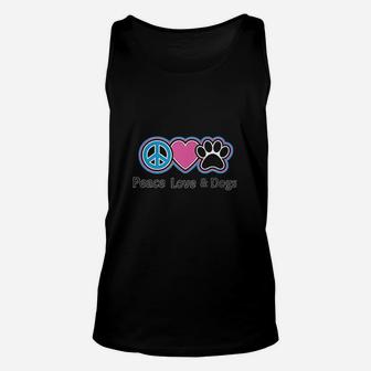 Peace Love Dogs Peace Sign Heart Paw Print Graphic Unisex Tank Top - Seseable