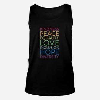 Peace Love Inclusion Equality Diversity Human Rights Unisex Tank Top - Seseable
