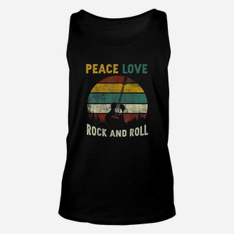 Peace Love Rock And Roll Guitar Retro Vintage Unisex Tank Top - Seseable