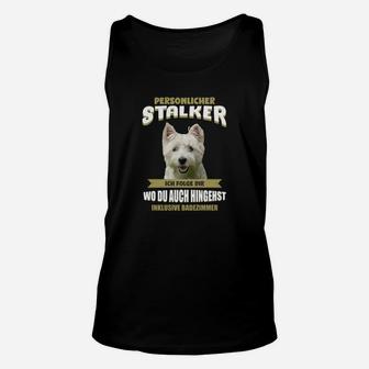Persönlicher Stalker Hund Schwarzes Unisex TankTop, Lustig für Haustierfreunde - Seseable