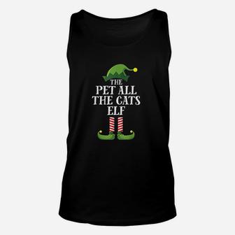 Pet All The Cats Elf Matching Family Group Christmas Pajama Unisex Tank Top - Seseable