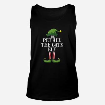 Pet All The Cats Elf Matching Family Group Christmas Pajama Unisex Tank Top | Seseable CA