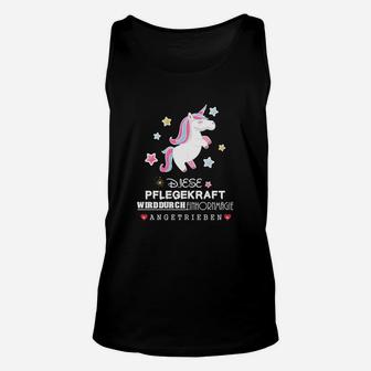 Pflegekraft Einhorn Unisex TankTop, Motiv Angetrieben durch Einhornkraft - Seseable