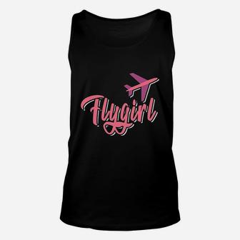 Pink Flygirl Airplane Art Girly Quote Flight Attendant Gift Unisex Tank Top - Seseable