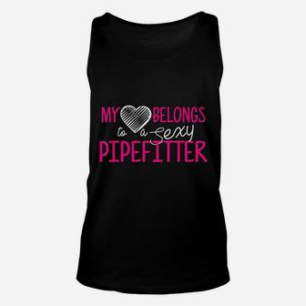 Pipefitter My Heart Belongs Pipefitter Wife Unisex Tank Top - Seseable