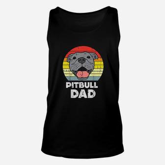 Pitbull Dad Sunset Retro Pittie Pitty Pet Dog Owner Unisex Tank Top - Seseable