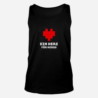 Pixelliebe Schwarzes Nerd-Herz Unisex TankTop für Geeks - Seseable