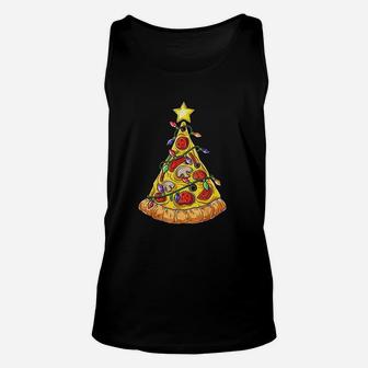 Pizza Christmas Tree Lights Unisex Tank Top - Seseable