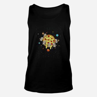 Planet Pizza Astronauts Cats Cute Space Pet Halloween Gift Unisex Tank Top - Seseable