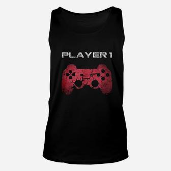Player 1 Player 2 Gamer Gaming Matching Dad Son Couple Gift Unisex Tank Top - Seseable