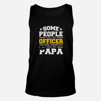 Police Officer Papa Fathers Day Gif For Grandpa Cops Unisex Tank Top - Seseable
