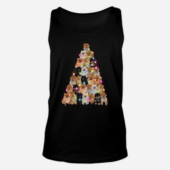 Pomeranian Dogs Lights Christmas Tree Shirt Unisex Tank Top - Seseable