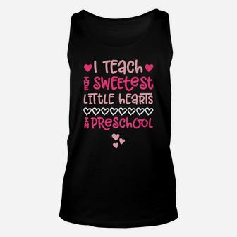 Preschool Teacher Valentine Cute Pink Hearts Teach Unisex Tank Top - Seseable
