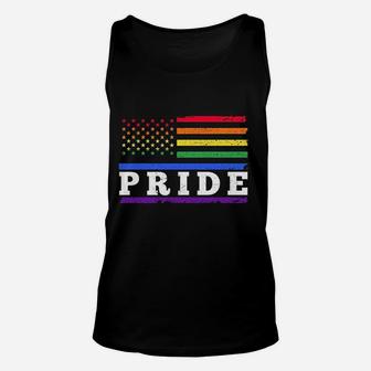 Pride Lgbt Rainbow American Flag Gay Pride Rainbow Unisex Tank Top - Seseable