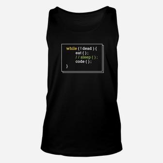 Programmer Dad Sleep Eat Code Funny Fathers Day Gift Unisex Tank Top - Seseable