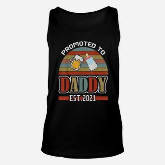 Promoted To Daddy 2021 Retro New Baby Dad Est 2021 Unisex Tank Top - Seseable