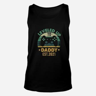 Promoted To Daddy Est 2021 Leveled Up To Daddy Unisex Tank Top - Seseable