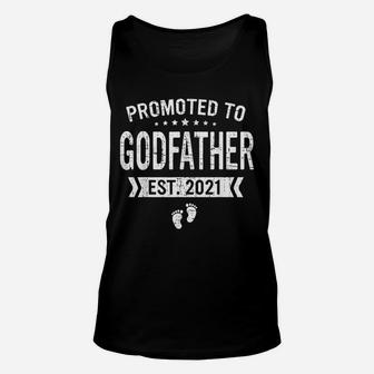 Promoted To Godfather Est 2021 Gift Fathers Day Unisex Tank Top | Seseable UK