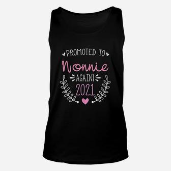 Promoted To Nonnie Again 2021 New Grandma Hippie Flower Gift Unisex Tank Top - Seseable