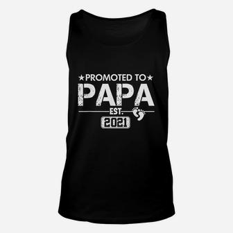 Promoted To Papa 2021 First Time Fathers New Daddy Dad Unisex Tank Top | Seseable UK