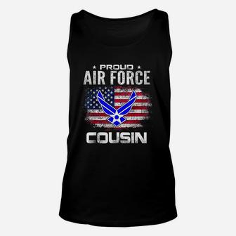 Proud Air Force Cousin With American Flag Gift Veteran Unisex Tank Top - Seseable
