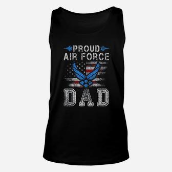 Proud Air Force Dad Military Veteran Pride Us Flag Unisex Tank Top - Seseable