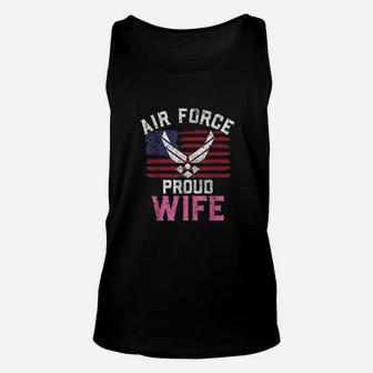 Proud Air Force Wife American Flag Veteran Gift Unisex Tank Top - Seseable