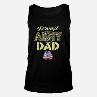 Proud Army Dad Us Flag Camo Dog Tags Pride Military Father Unisex Tank Top - Seseable