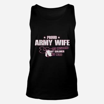Proud Army Wife My Husband Soldier Hero Missy Fit Ladies Unisex Tank Top - Seseable