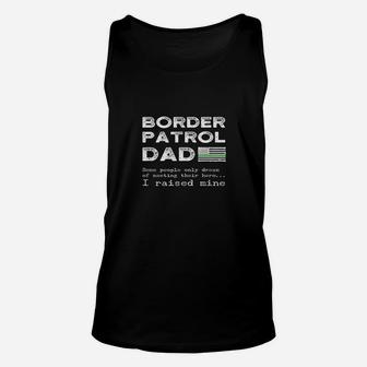 Proud Border Patrol Dad Father Thin Green Line American Flag Unisex Tank Top - Seseable