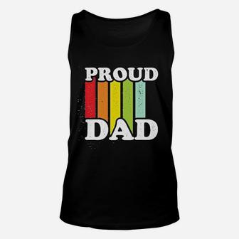 Proud Dad Lgbtq Rights Pride Parent Gift For Dad Dark Heather Gray Unisex Tank Top - Seseable