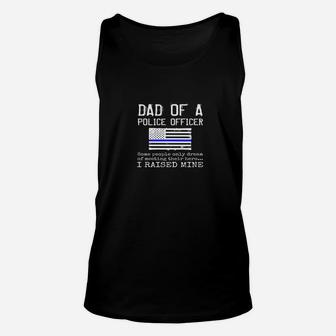 Proud Dad Of A Police Officer Father Gift Shirt Us Flag Unisex Tank Top - Seseable