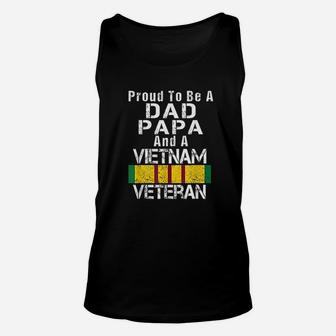 Proud Dad Papa Vietnam Veteran Vintage Military Unisex Tank Top - Seseable