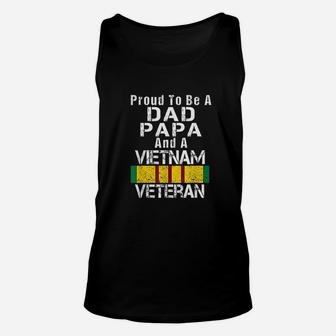 Proud Dad Papa Vietnam Veteran Vintage Military Vet Unisex Tank Top - Seseable