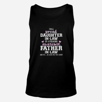 Proud Daughter-in-law Of A Freaking Awesome Father-in-law Unisex Tank Top - Seseable