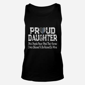 Proud Daughter Thin Blue Line Flag Heart Police Support Unisex Tank Top - Seseable